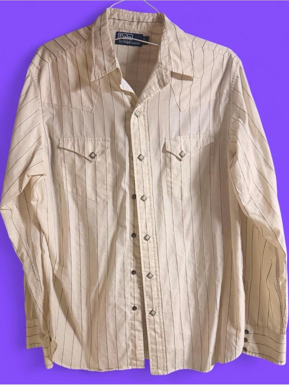 Polo by Ralph Lauren Cream Pinstripe Western-Style Shirt